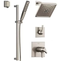Delta Zura Pressure Balanced Shower System with Shower Head, Shower Arm, Hand Shower, Slide Bar, Hose, Valve Trim and MultiChoice Rough-In
