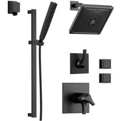 Delta Monitor 17 Series Dual Function Pressure Balanced Shower System with Integrated Volume Control, Shower Head, 2 Body Sprays and Hand Shower - Includes Rough-In Valves