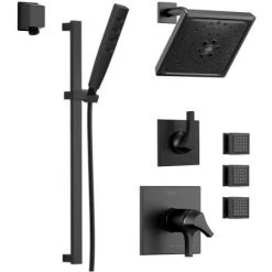 Delta TempAssure 17T Series Thermostatic Shower System with Integrated Volume Control, Shower Head, 3 Body Sprays and Hand Shower - Includes Rough-In Valves