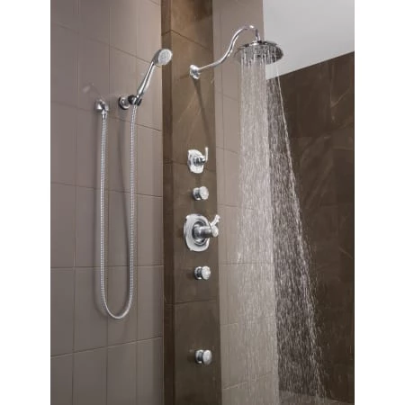 Delta 2.5 GPM 8" Wide Single Function Shower Head with H2Okinetic Technology - Limited Lifetime Warranty 4 Delta 2.5 GPM 8" Wide Single Function Shower Head with H2Okinetic Technology - Limited Lifetime Warranty - Image 4