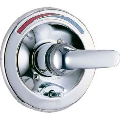 Delta Single Handle Shower Valve Trim with Push Button Diverter and Metal Lever Handle from the Commercial Series