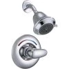 Delta Single Handle Shower Valve Trim with 1.75GPM Multi Function Shower Head and Metal Lever Handle from the Commercial Series