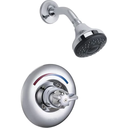 Delta Single Handle Shower Valve Trim with 1.5GPM Single Function Shower Head and Metal Blade Handle from the Commercial Series 1 Delta Single Handle Shower Valve Trim with 1.5GPM Single Function Shower Head and Metal Blade Handle from the Commercial Series