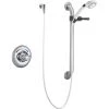 Delta Single Handle Shower Valve Trim Less Shower Head with Metal Blade Handle and Personal Hand Shower with 24" Combination Grab / Slide Bar from the Commercial Series