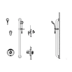 Delta Commercial Pressure Balanced Shower Trim with Handshower, Hose, Slide Bar, and Diverter - Less Rough-In Valve