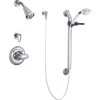 Delta Single Handle Shower Valve Trim with H2OKinetic Single Function Shower Head Personal Hand Shower 24" Grab / Slide Bar and Metal Lever Handles from the Commercial Series