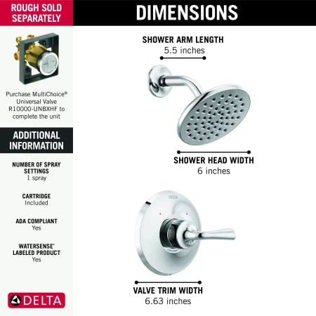 Delta Kayra Monitor 14 Series Single Function Pressure Balanced Shower Only - Less Rough-In Valve 3 Delta Kayra Monitor 14 Series Single Function Pressure Balanced Shower Only - Less Rough-In Valve - Image 3