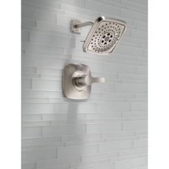 Delta Tesla Monitor 14 Series Single Function Pressure Balanced Shower Only - Less Rough-In Valve -Delta Faucet Store delta t14252 installed shower head in brilliance stainless 144