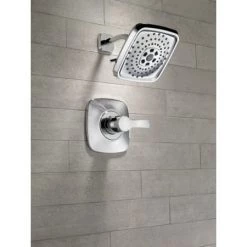 Delta Tesla Monitor 14 Series Single Function Pressure Balanced Shower Only - Less Rough-In Valve -Delta Faucet Store delta t14252 installed shower head in chrome 150