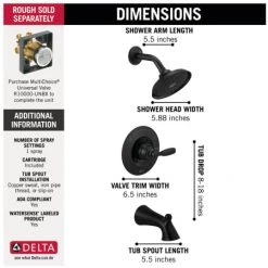 Delta Woodhurst Tub and Shower Trim Package with 1.75 GPM Single Function Shower Head -Delta Faucet Store delta t14432 alternate image 205