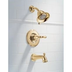 Delta Victorian Monitor 14 Series Single Function Pressure Balanced Tub and Shower - Less Handle and Rough-In Valve -Delta Faucet Store delta t14455lhp installed tub and shower trim in brilliance brass 1234