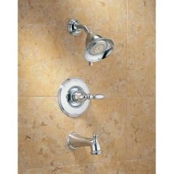 Delta Victorian Monitor 14 Series Single Function Pressure Balanced Tub and Shower - Less Handle and Rough-In Valve -Delta Faucet Store delta t14455lhp installed tub and shower trim in chrome 1657