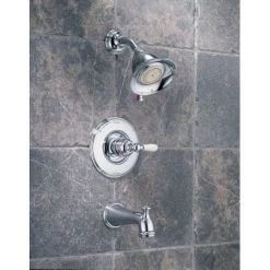 Delta Victorian Monitor 14 Series Single Function Pressure Balanced Tub and Shower - Less Handle and Rough-In Valve -Delta Faucet Store delta t14455lhp installed tub and shower trim in chrome 1945