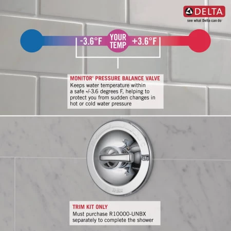 Delta Trinsic Monitor 14 Series Single Function Pressure Balanced Tub and Shower - Less Rough-In Valve 6 Delta Trinsic Monitor 14 Series Single Function Pressure Balanced Tub and Shower - Less Rough-In Valve - Image 6