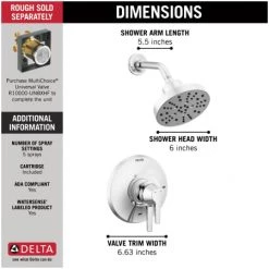 Delta Galeon Monitor 17 Series Dual Function Pressure Balanced Shower Only with Integrated Volume Control - Less Rough-In Valve 8 Delta Galeon Monitor 17 Series Dual Function Pressure Balanced Shower Only with Integrated Volume Control - Less Rough-In Valve -Delta Faucet Store delta t17272 alternate image 99