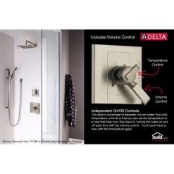 Delta Dryden Monitor 17 Series Dual Function Pressure Balanced Tub and Shower with H2Okinetic Shower Head and Integrated Volume Control - Less Rough-In Valve -Delta Faucet Store delta t17451 h2o technology graphic 796