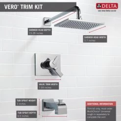Delta Vero Monitor 17 Series Dual Function Pressure Balanced Tub and Shower with Integrated Volume Control - Less Rough-In Valve -Delta Faucet Store delta t17453 infographic 22