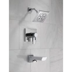 Delta Pivotal Tub and Shower Trim Package with 1.75 GPM Multi Function Shower Head -Delta Faucet Store delta t17499 application shot 1 67