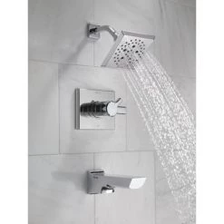 Delta Pivotal Tub and Shower Trim Package with 1.75 GPM Multi Function Shower Head -Delta Faucet Store delta t17499 in use 2 63