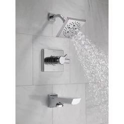 Delta Pivotal Tub and Shower Trim Package with 1.75 GPM Multi Function Shower Head -Delta Faucet Store delta t17499 in use 3 64