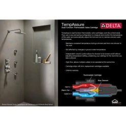 Delta Lahara TempAssure 17T Series Dual Function Thermostatic Mixing Valve Trim Only with Integrated Volume Control - Less Rough-In Valve 5 Delta Lahara TempAssure 17T Series Dual Function Thermostatic Mixing Valve Trim Only with Integrated Volume Control - Less Rough-In Valve -Delta Faucet Store delta t17t038 technology graphic 547