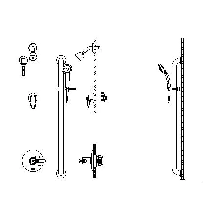 Delta Commercial Thermostatic Shower System with Shower Head, Handshower, Integrated Volume Control, and Diverter - Less Rough-In Valve 1 Delta Commercial Thermostatic Shower System with Shower Head, Handshower, Integrated Volume Control, and Diverter - Less Rough-In Valve