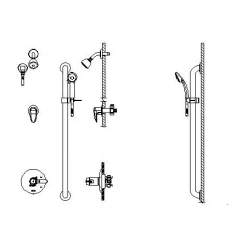 Delta Commercial Thermostatic Shower System with Shower Head, Handshower, Hose, Integrated Volume Control, and Diverter - Less Rough-In Valve