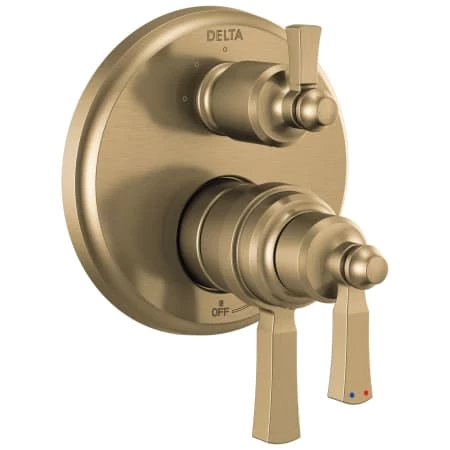 Delta Dorval 17T Series Thermostatic Valve Trim with Integrated Volume Control and 3 Function Diverter for Two Shower Applications - Less Rough-In 1 Delta Dorval 17T Series Thermostatic Valve Trim with Integrated Volume Control and 3 Function Diverter for Two Shower Applications - Less Rough-In