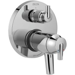 Delta Trinsic 17T Series Thermostatic Valve Trim with Integrated Volume Control and 3 Function Diverter for Two Shower Applications - Less Rough-In