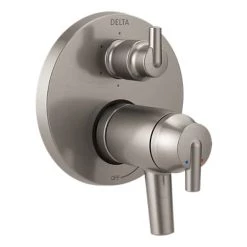Delta Trinsic 17T Series Thermostatic Valve Trim with Integrated Volume Control and 6 Function Diverter for Three Shower Applications - Less Rough-In