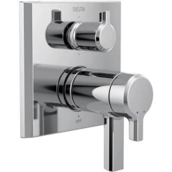 Delta Pivotal 17T Series Thermostatic Valve Trim with Integrated Volume Control and 6 Function Diverter for Three Shower Applications - Less Rough-In