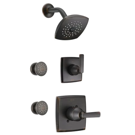 Delta Monitor 14 Series Single Function Pressure Balanced Shower System with Shower Head, and 2 Body Sprays - Includes Rough-In Valves 1 Delta Monitor 14 Series Single Function Pressure Balanced Shower System with Shower Head, and 2 Body Sprays - Includes Rough-In Valves