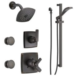 Delta Monitor 17 Series Dual Function Pressure Balanced Shower System with Integrated Volume Control, Shower Head, 2 Body Sprays, Hand Shower and Valves