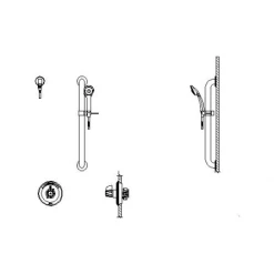 Delta Single Handle Shower Valve Trim Less Shower Head with Metal Blade Handle and Personal Hand Shower with 24" Combination Grab / Slide Bar and 69" Hose from the Commercial Series