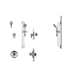 Delta Single Handle Shower Valve Trim with Personal Hand Shower 24" Grab / Slide Bar with 69" Hose and Metal Blade Handles Less Shower Head from the Commercial Series