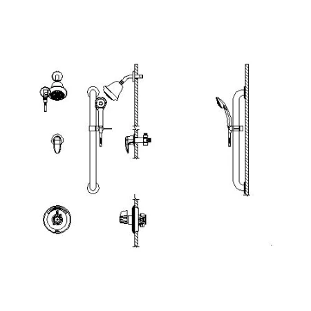 Delta Single Handle Shower Valve Trim with 1.5GPM Single Function Shower Head Personal Hand Shower 24" Grab / Slide Bar with 69" Hose and Metal Blade Handles from the Commercial Series 1 Delta Single Handle Shower Valve Trim with 1.5GPM Single Function Shower Head Personal Hand Shower 24" Grab / Slide Bar with 69" Hose and Metal Blade Handles from the Commercial Series